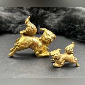 Vintage Brass Asian Foo Dog Guardian - 2 Figurine